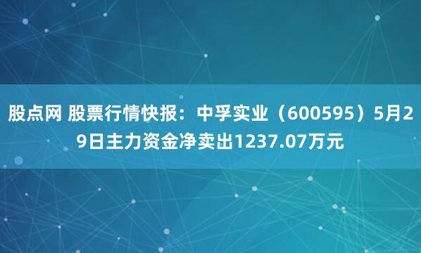 股点网 股票行情快报：中孚实业（600595）5月29日主力资金净卖出1237.07万元