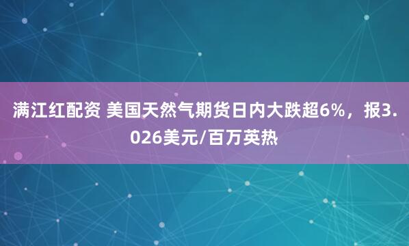 满江红配资 美国天然气期货日内大跌超6%，报3.026美元/百万英热